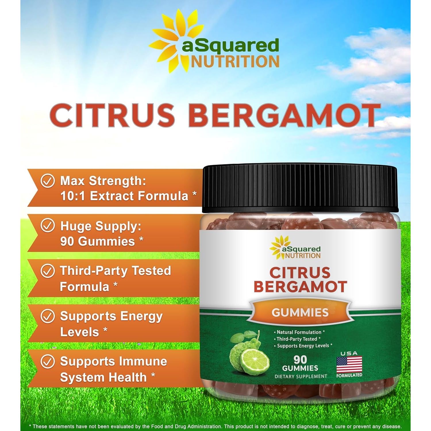 Asquared Nutrition Citrus Bergamot Gummies 500Mg 