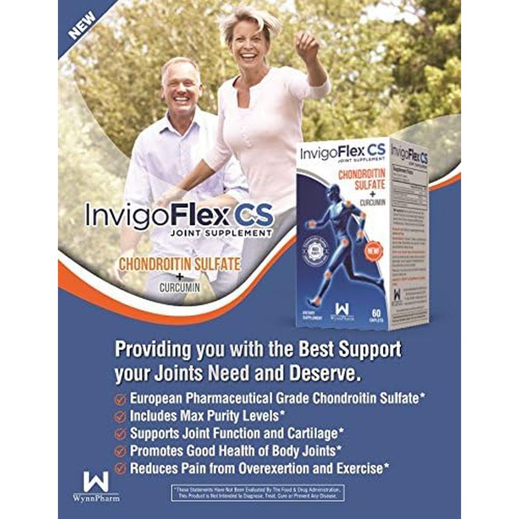 Invigoflex® CS - Chondroitin Sulfate with Turmeric Curcumin Non GMO for Knee, Hand, Back & Hip Premium Joint Supplement
