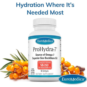 Euromedica Prohydra-7 - Skin Health Support Supplement with Omega-7 Sea Buckthorn Oil - 60 Softgels