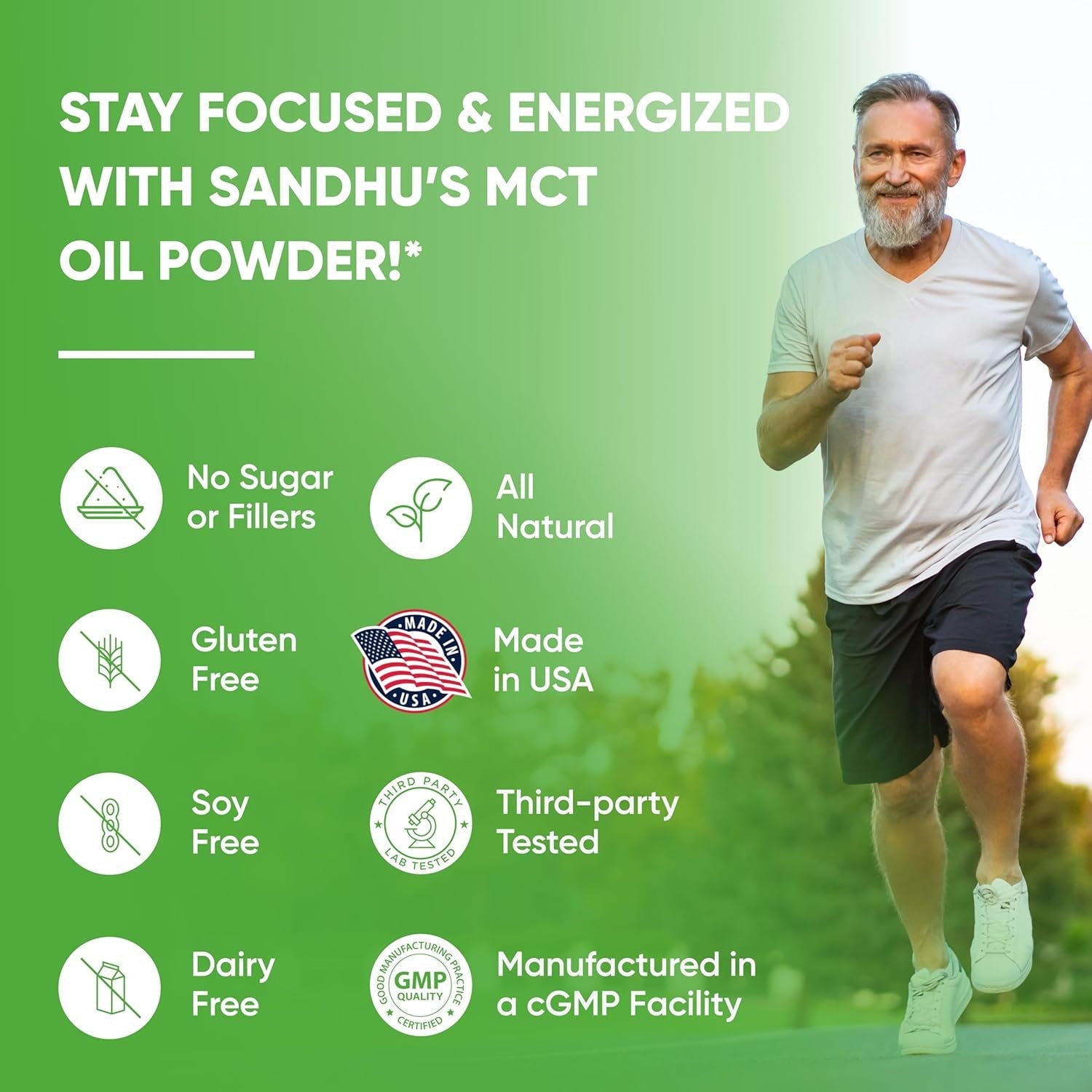 Sandhus’S MCT Oil Powder with Prebiotic Fiber| 35 Servings| Organic - 10.6 Oz