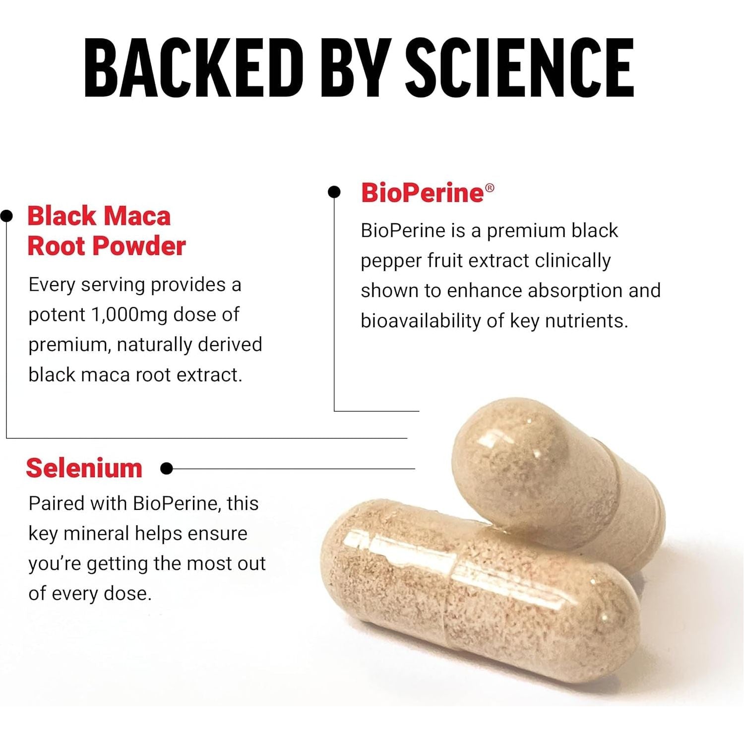 FORCE FACTOR Black Maca Root 1000Mg, Vitality Supplement for Men 90 Capsules