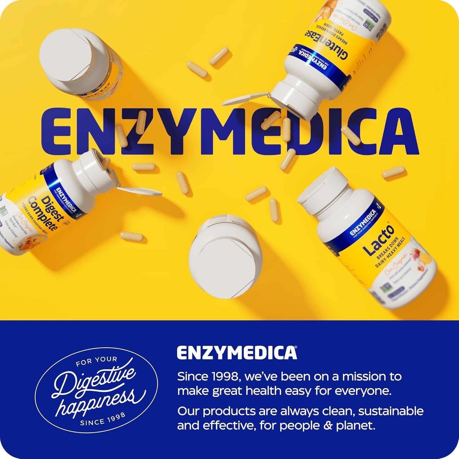 Enzymedica Lacto, Maximum Strength Formula for Dairy Intolerance, Relieves Digestive Discomfort, 90 Capsules