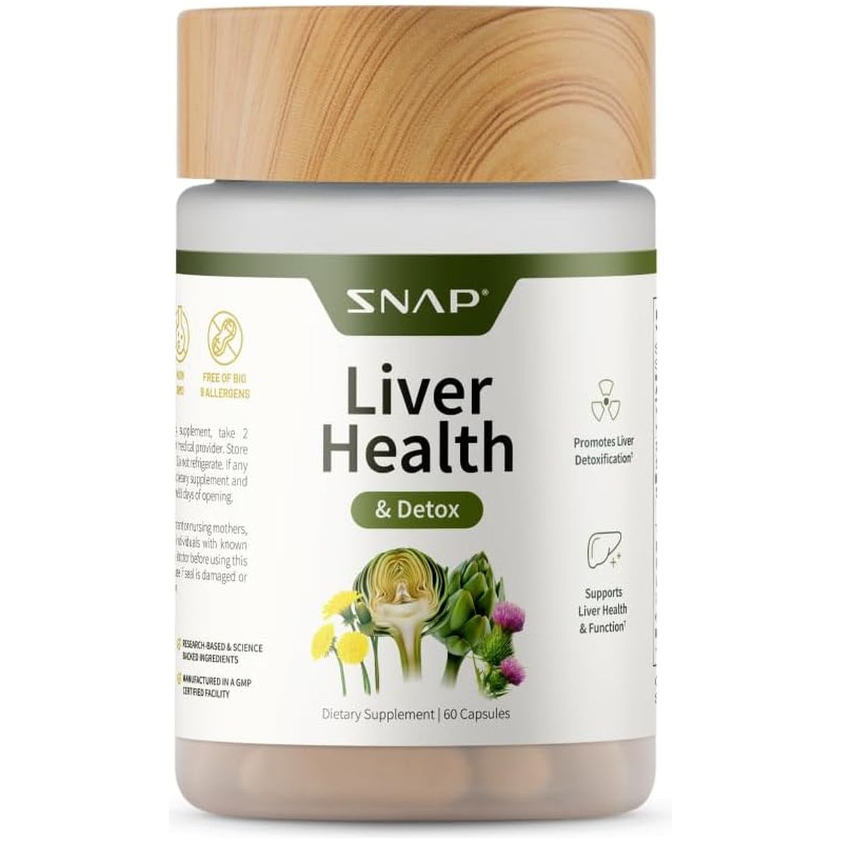 Snap Supplements Liver & Detox Support Supplement and Digestive Health, 60 Capsules
