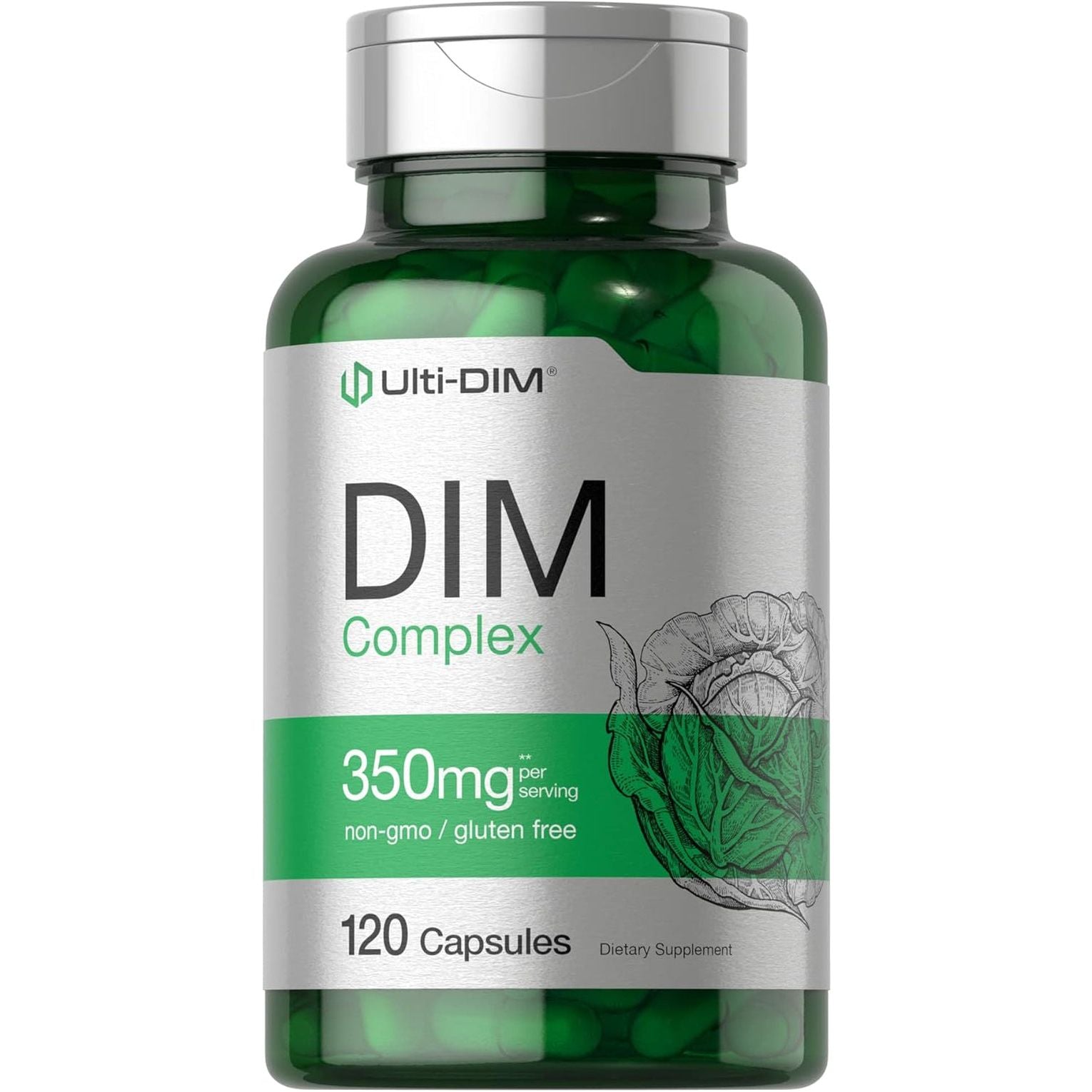 Horbäach DIM Supplement | 350Mg Complex |120 Capsules | Diindolylmethane | with Broccoli & Kale | Non-Gmo, Gluten Free