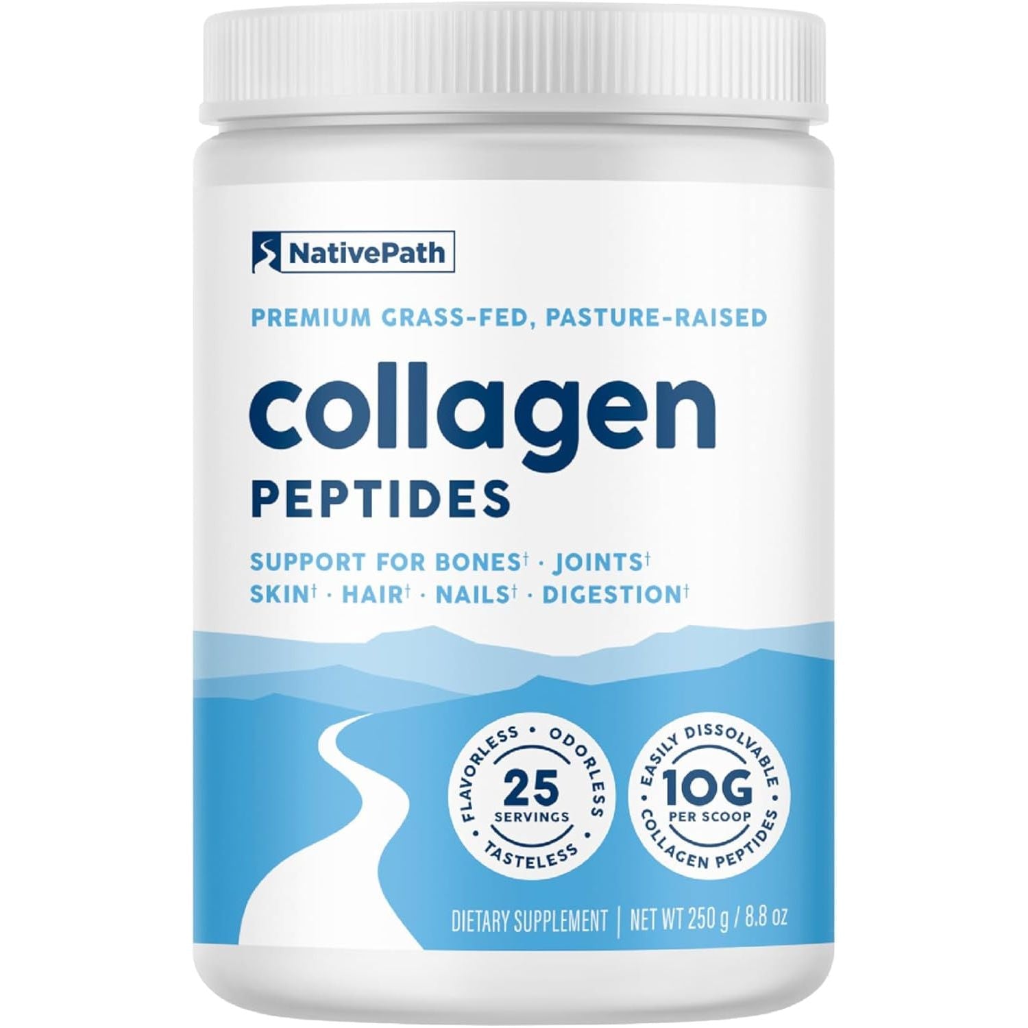 Nativepath Hydrolyzed Type 1 & 3 Collagen Powder for Skin, Hair, Nails - 8.8 Oz (25 Servings)