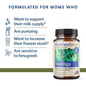 Motherlove Moringa Lactation Supplement to Support Breast Milk Supply (60 Liquid Caps)