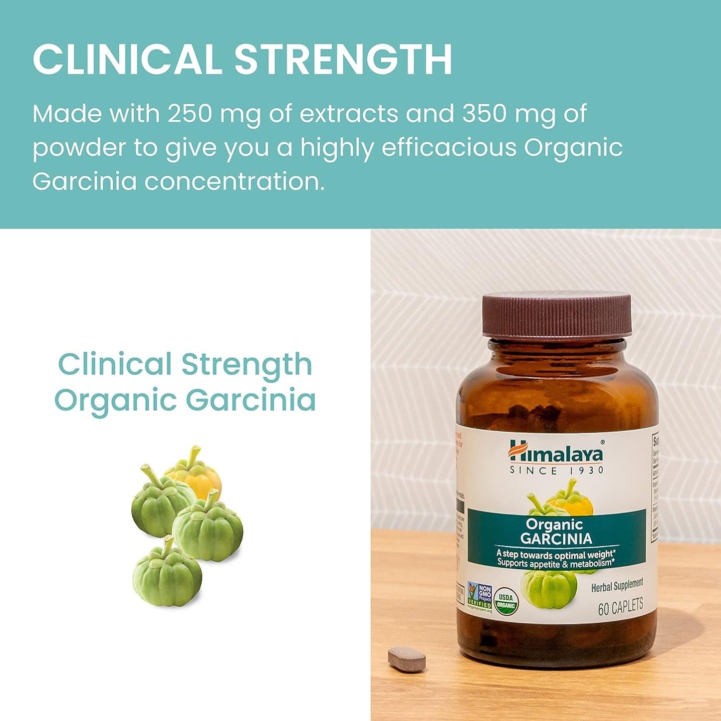 Himalaya Organic Garcinia Cambogia Herbal Supplement, Appetite Control, Lipid Metabolism, Weight Support, 600 Mg, 120 Caplets