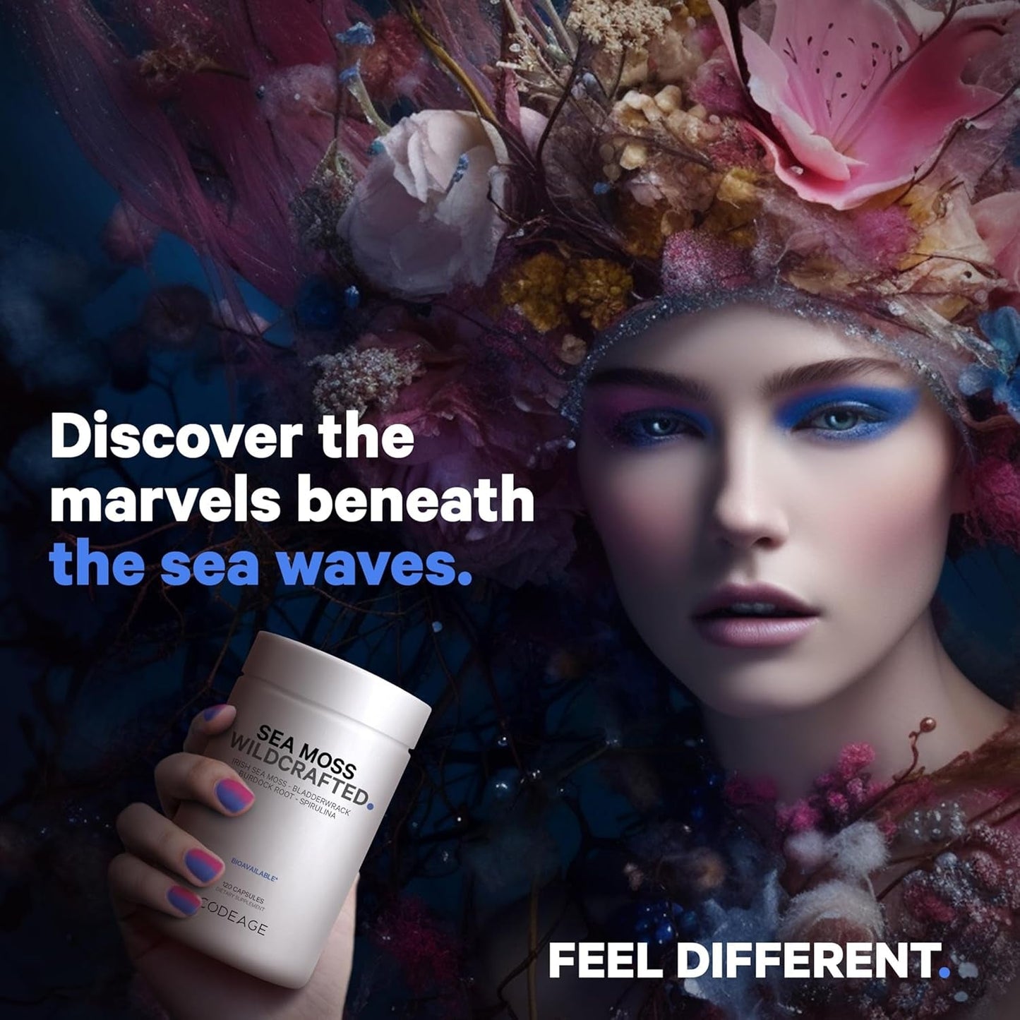 Codeage Raw Wildcrafted Irish Sea Moss Supplement, 120 Capsules