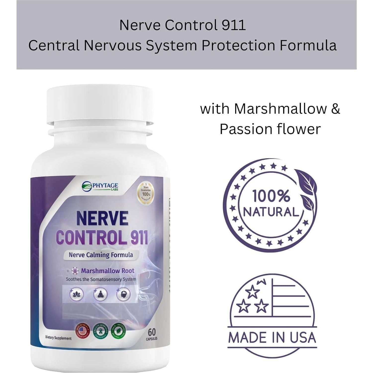 Nerve Control 911 - Natural Plant Based Nerve Health Supplement (60 Capsules)