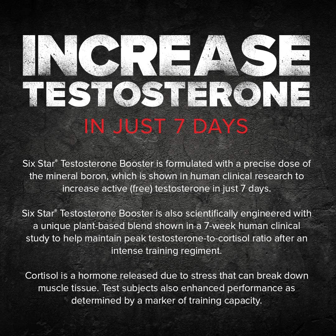 Six Star Nutrition Testosterone Booster for Men with Rhodiola Extract and Boron Citrate 60 Pills