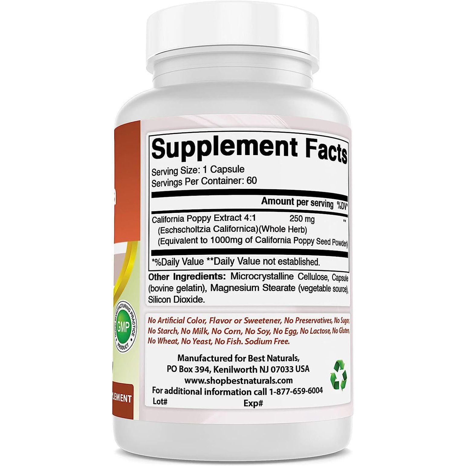 Best Naturals California Poppy 1000 Mg Equivalent - 60 Capsules