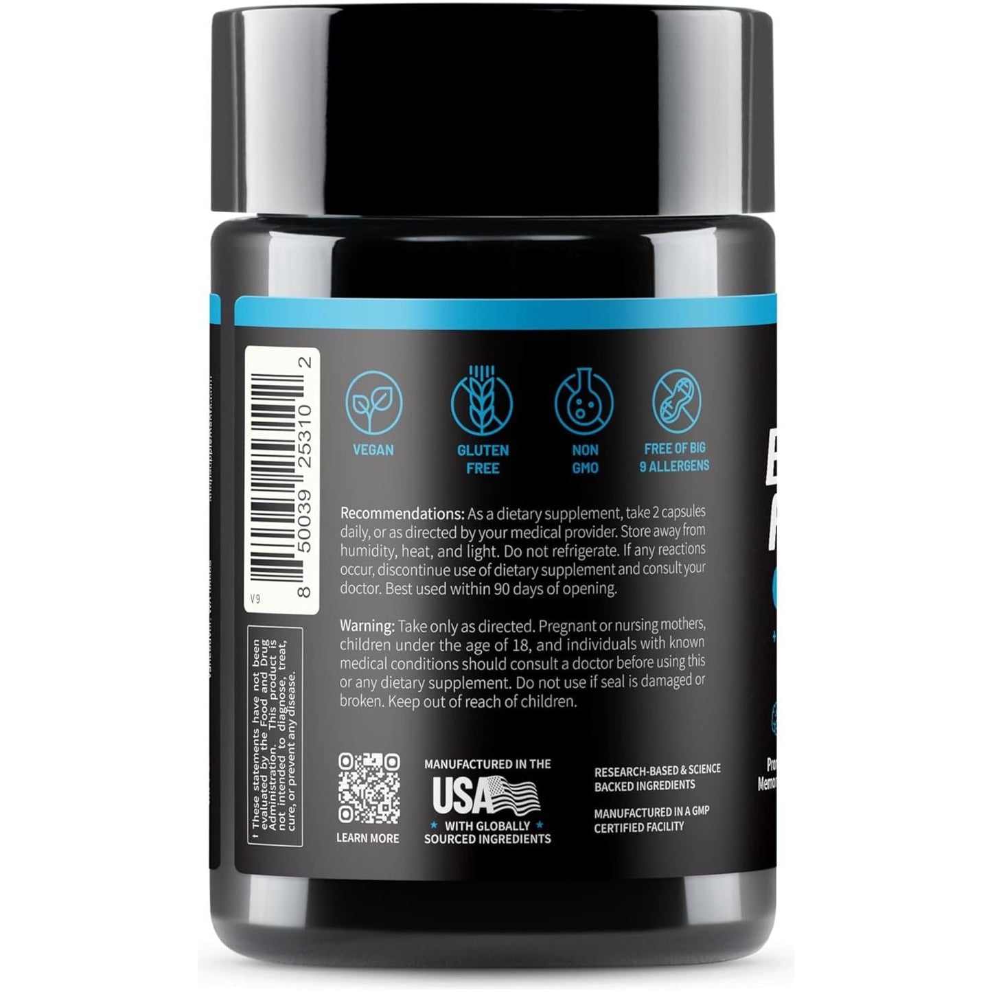 Snap Supplements Brain Booster Nootropics Supplement for Memory, Focus & Clarity, 60 Capsules