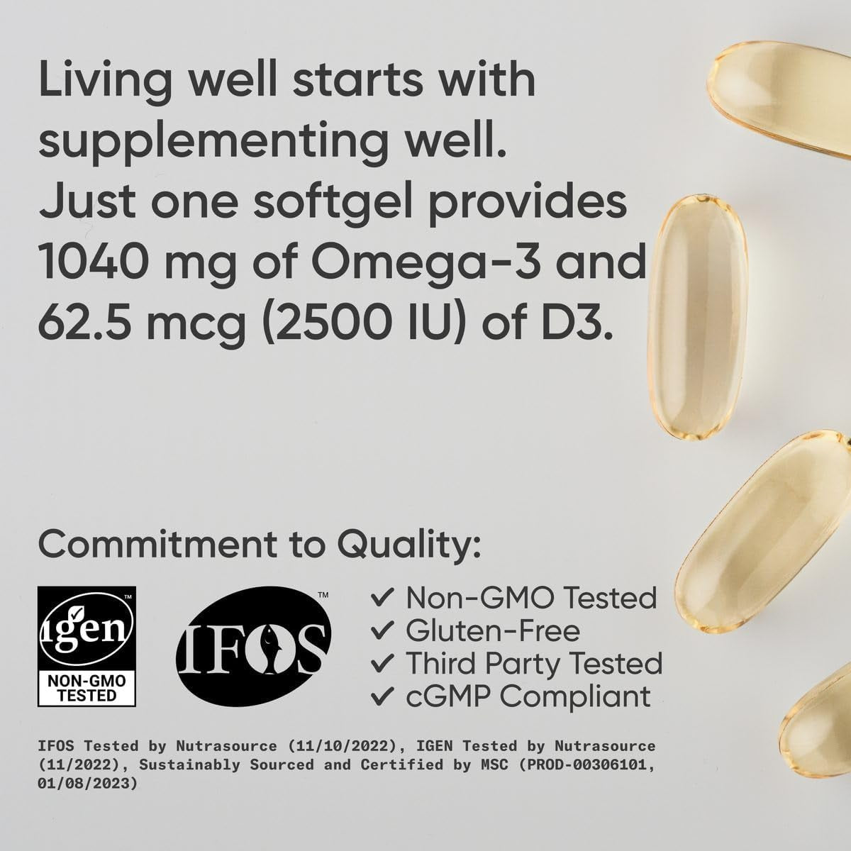 Sports Research® Triple Strength Omega-3 + Vitamin D3 2500Iu (62.5Mcg) 120 Capsules