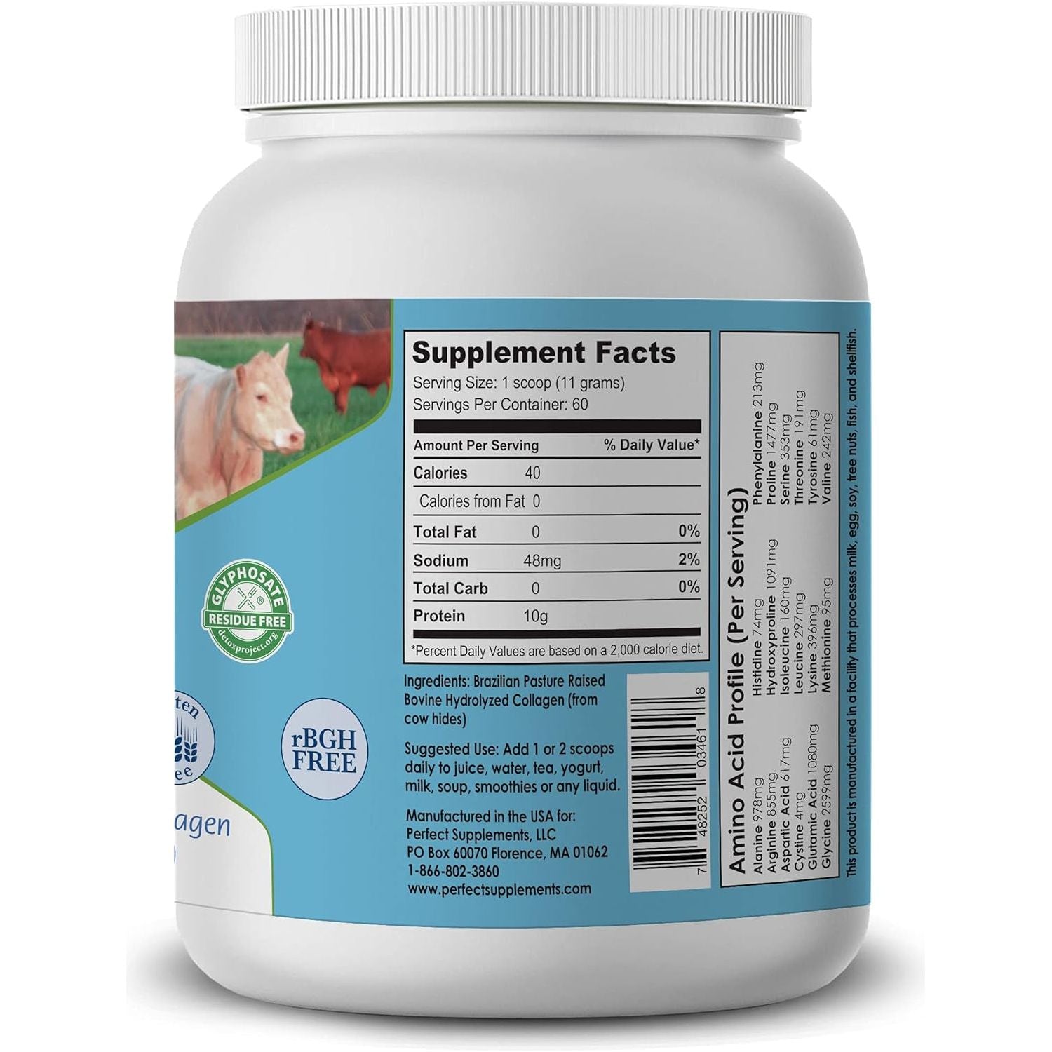 Perfect Supplements – Unflavored Hydrolyzed Collagen Powder for Men and Women 660 Grams