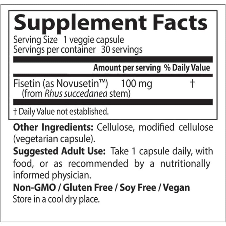 Doctor'S Best Fisetin with Novusetin, Non-Gmo, Vegan, Gluten & Soy Free, 100 Mg, 30 Count