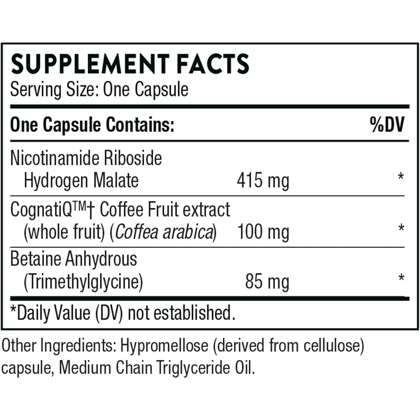 Thorne Brain Factors - Brain Health Supplement with Nicotinamide Riboside, Coffee Fruit Extract, and Betaine Anhydrous - 30 Capsules