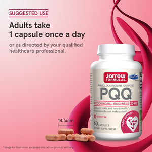 Jarrow Formulas® PQQ 20 Mg, Heart, Brain, and Metabolism Support, 60 Veggie Capsules