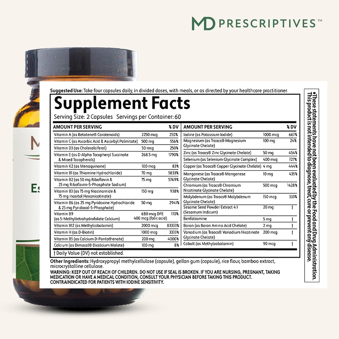 Essential Multi (Delayed Release) - Multivitamin Mineral Complex Supplement for Enhanced Hormone Support - 120 Capsules