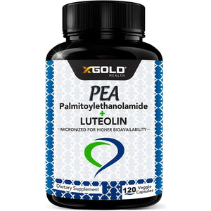 Palmitoylethanolamide 630 Mg + Luteolin Standardized 98% - Made in USA - 120 Veggie Capsules