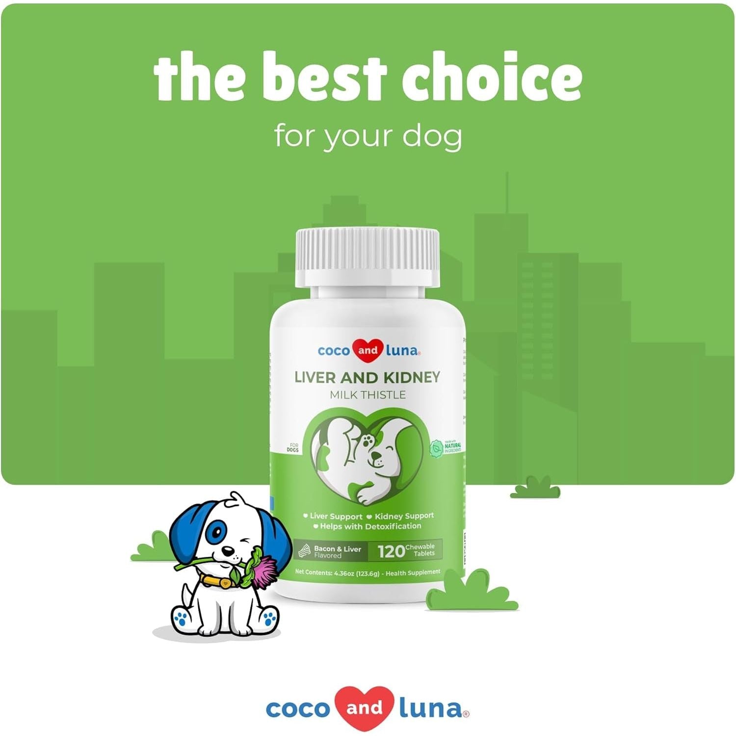 Milk Thistle for Dogs - 120 Chewable Tablets - Silymarin - Liver and Kidney Support with EPA & DHA