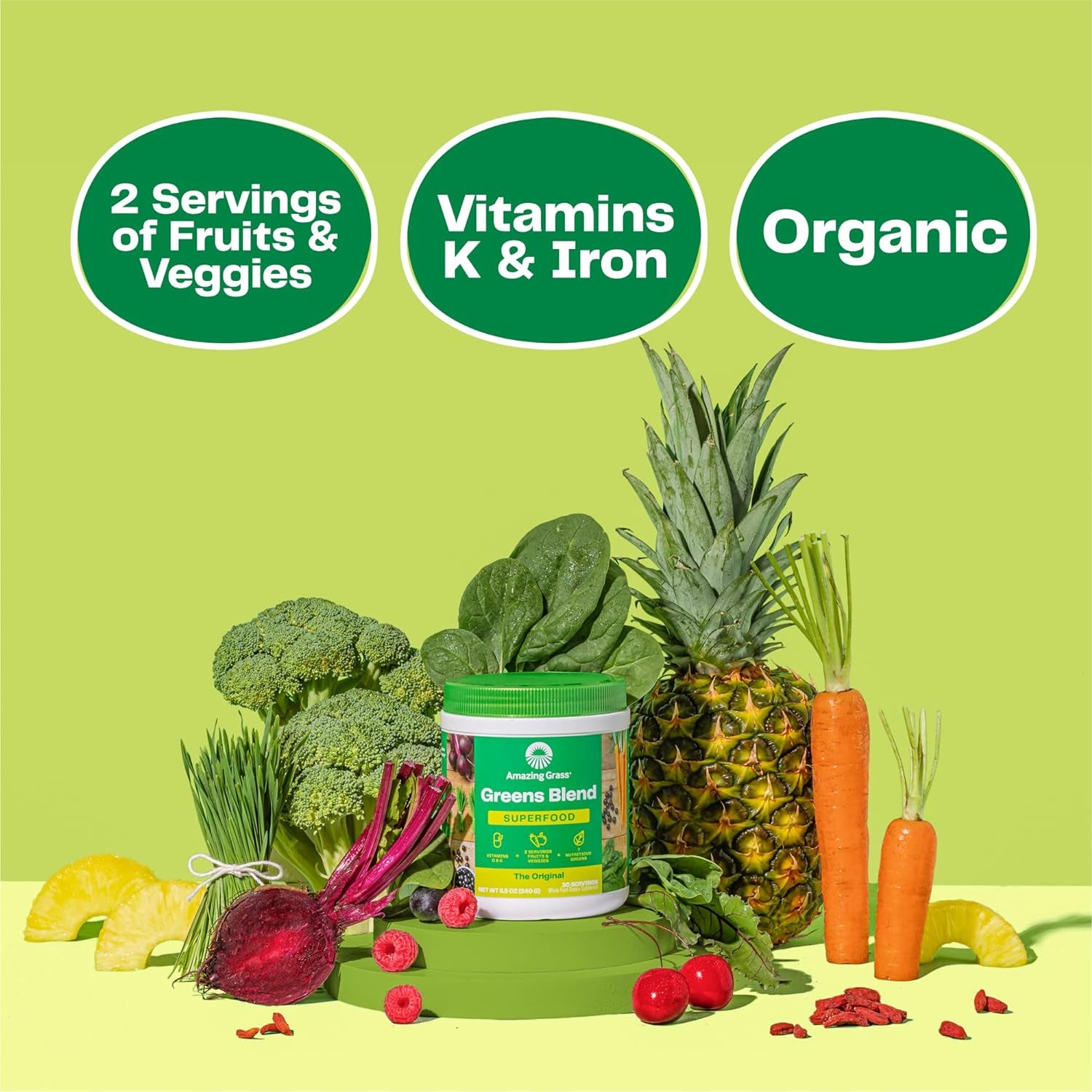 Amazing Grass Greens Superfood Powder: Greens Powder with Digestive Enzymes & Probiotics,100 Servings