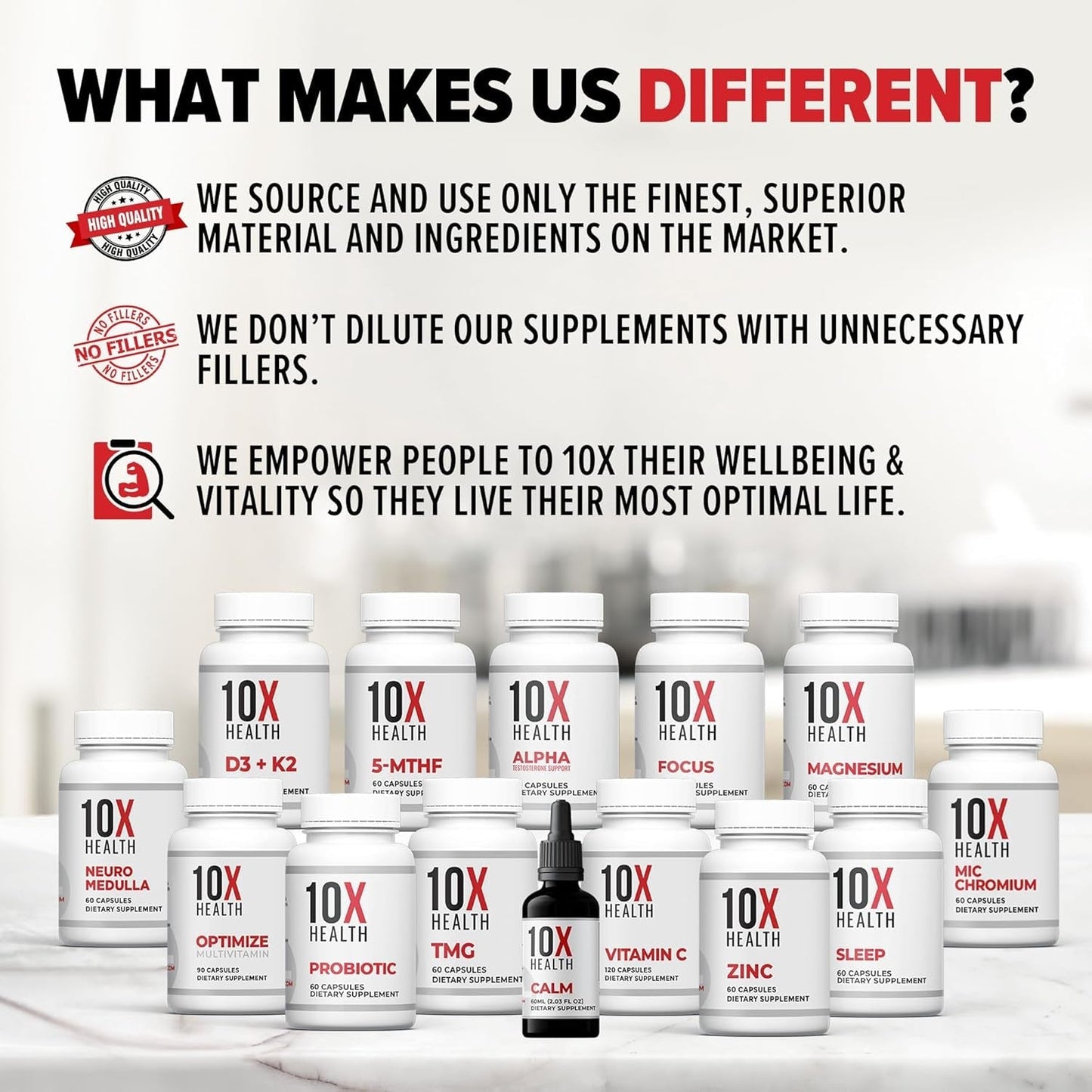 10X Health Alpha Testosterone Support - Muscle Support for Men with Tongkat Ali 1000Mg (60 Capsules, 2X Daily)