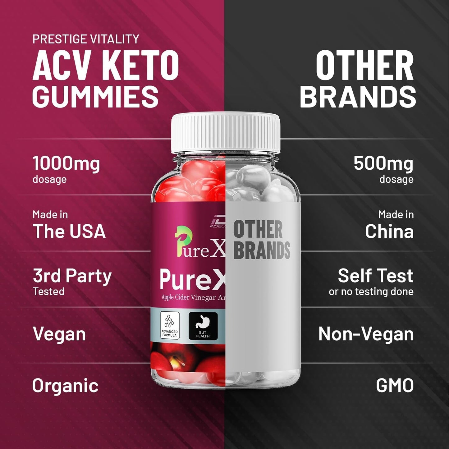 Purexketo ACV Gummies Dietary Supplement (60 Gummies)