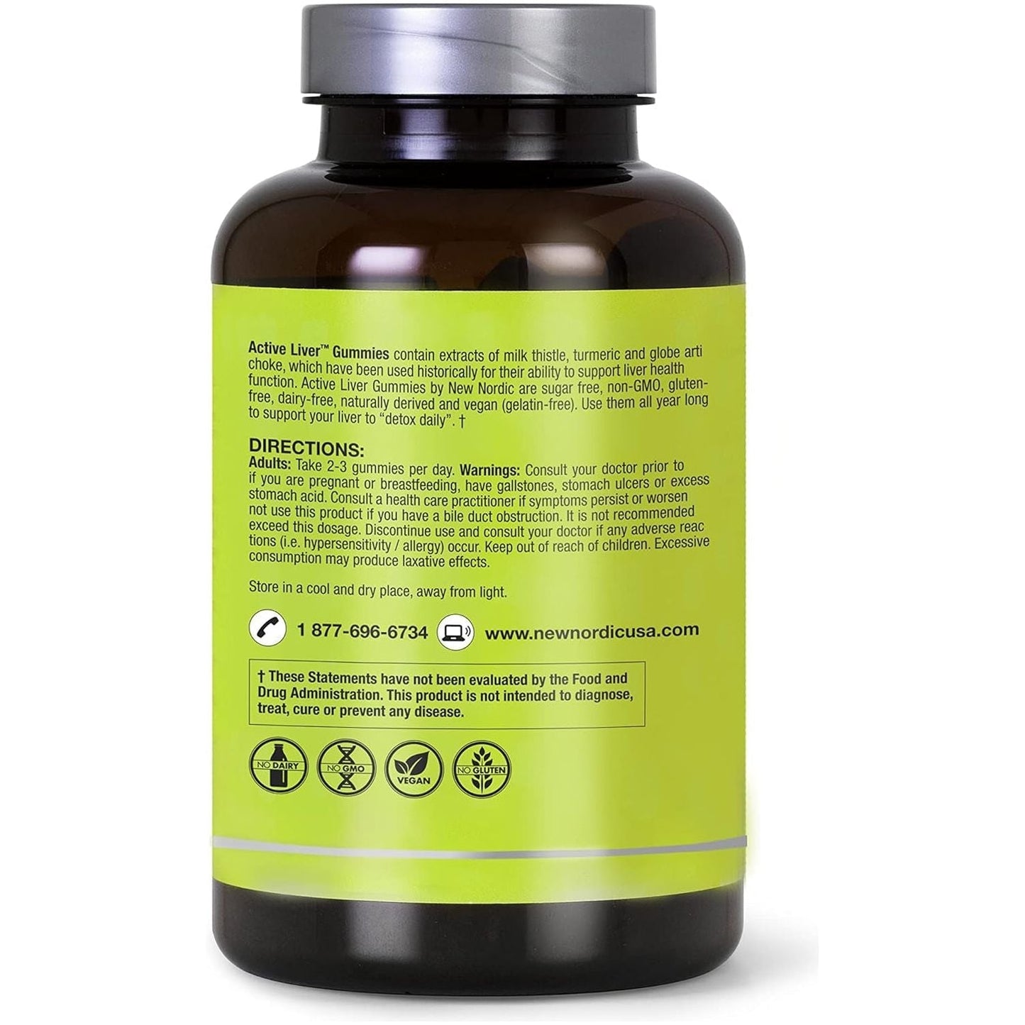 NEW NORDIC Active Liver Gummies, Milk Thistle, Artichoke & Turmeric Supplement, 60 Count