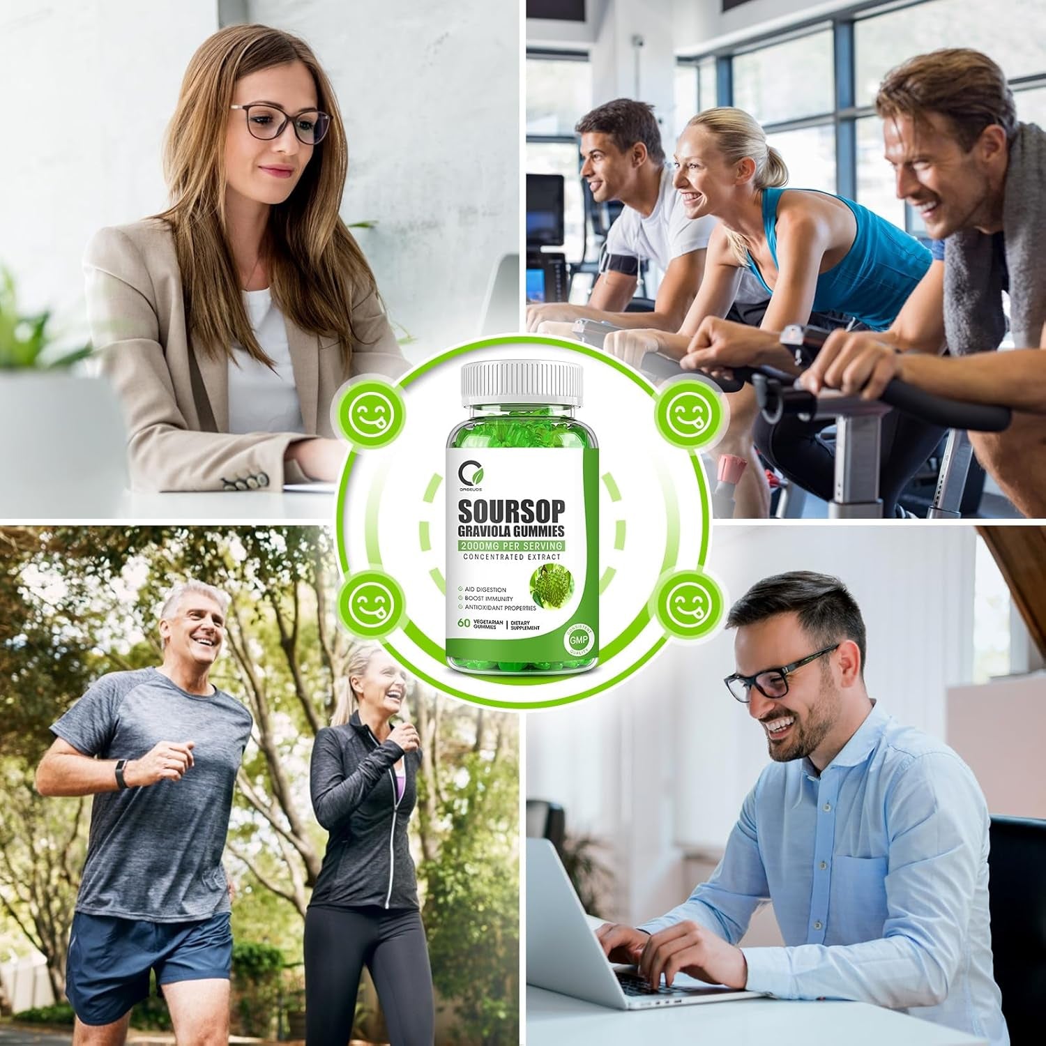 Soursop Graviola Gummies, Organic Soursop Leaves and Seeds Extract for Immune Support and Antioxidant Properties 60 Gummies