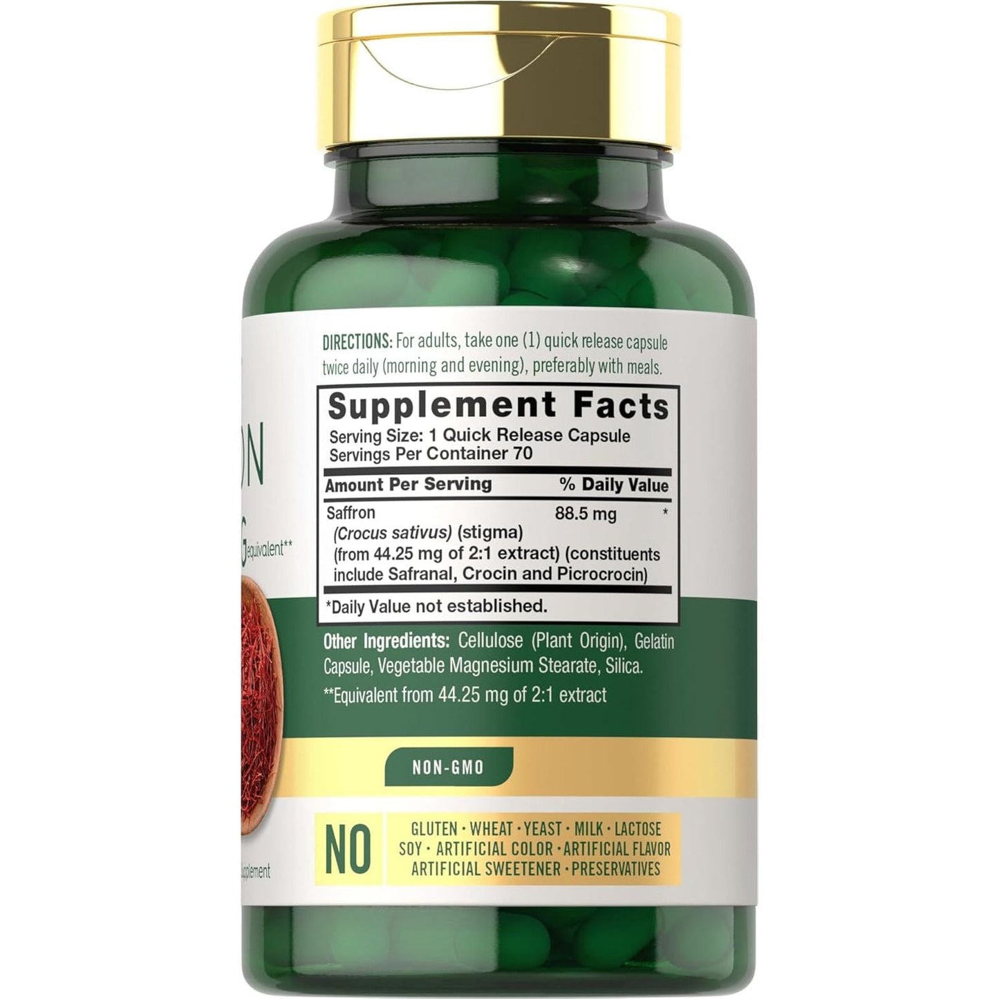 Carlyle Saffron Extract Supplement | 88.5Mg | 70 Capsules | for Women & Men | Non-Gmo & Gluten Free Supplement