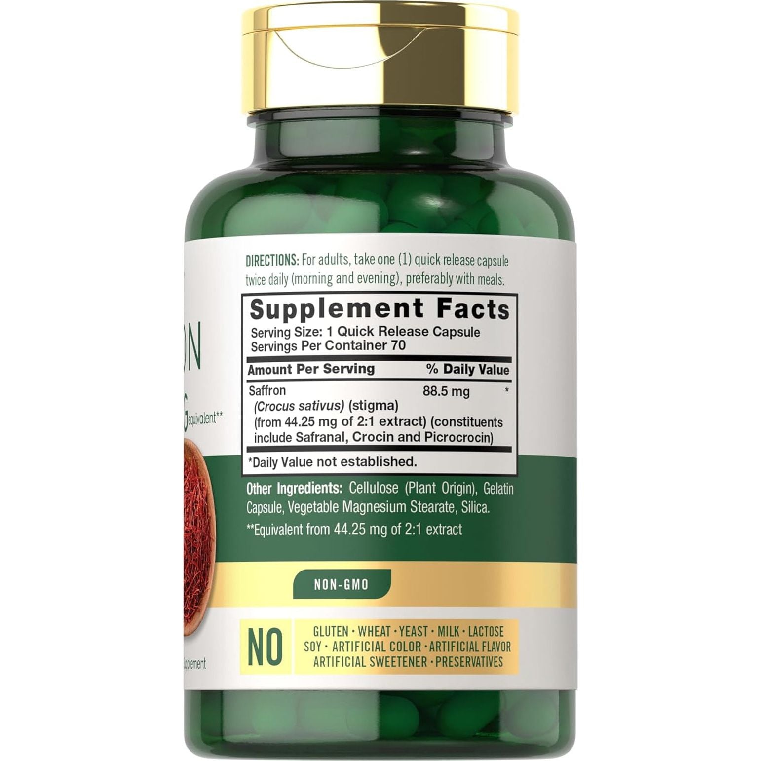Carlyle Saffron Extract Supplement | 88.5Mg | 70 Capsules | for Women & Men | Non-Gmo & Gluten Free Supplement