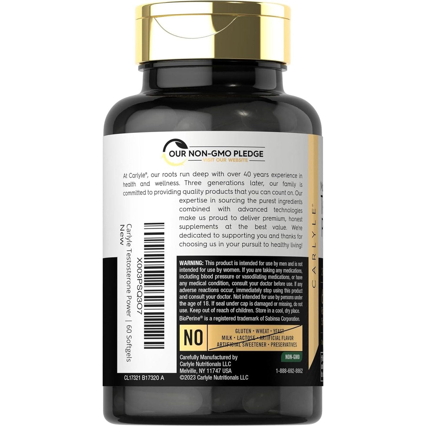 Carlyle Testosterone Supplement for Men | 60 Rapid Release Softgels | Non-Gmo, Gluten Free