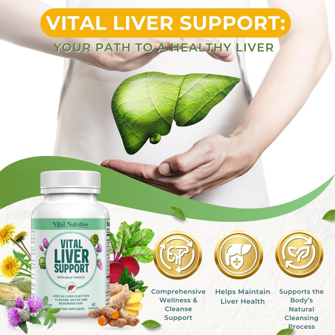 Vital Liver Support - Premium Liver Cleanse & Repair Formula with Milk Thistle