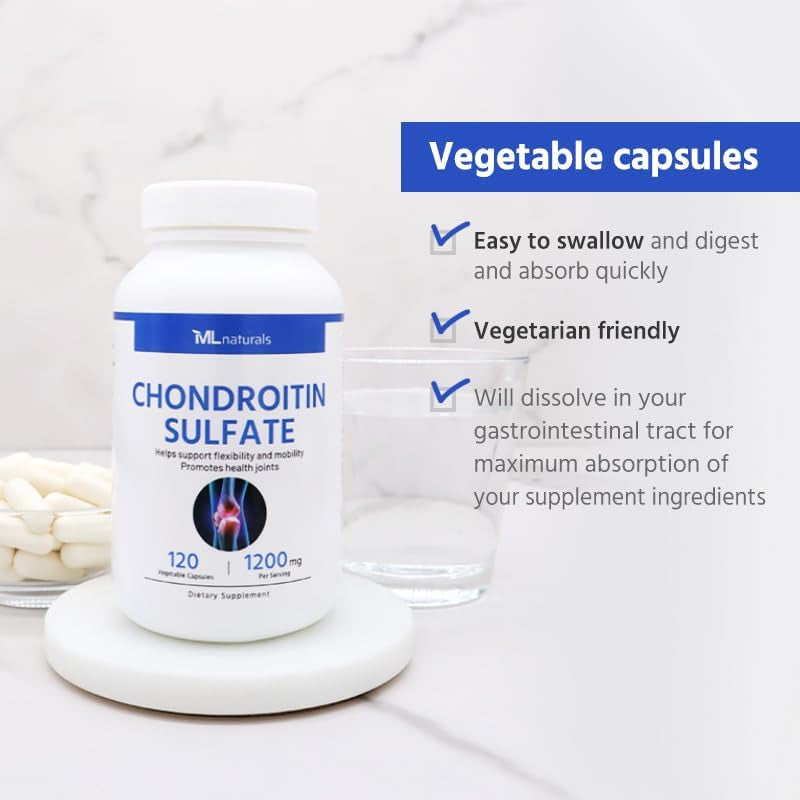 Chondroitin Sulfate 1200Mg 120 Vegan Capsules. 99% Purity Chondroitin. Joint Health.