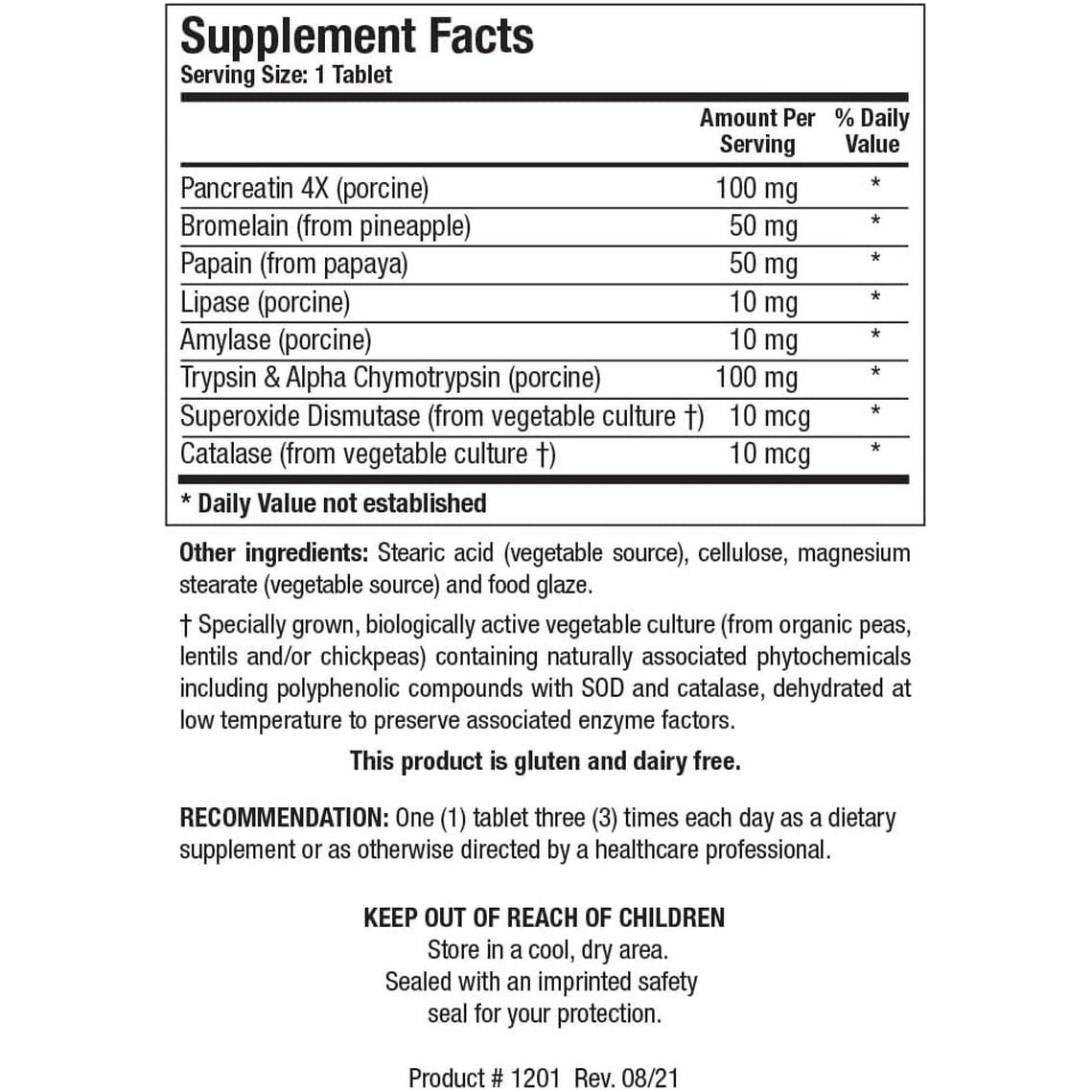 Biotics Research Intenzyme Fort™ Proteolytic Pancreatic Enzymes, 100 Tablets