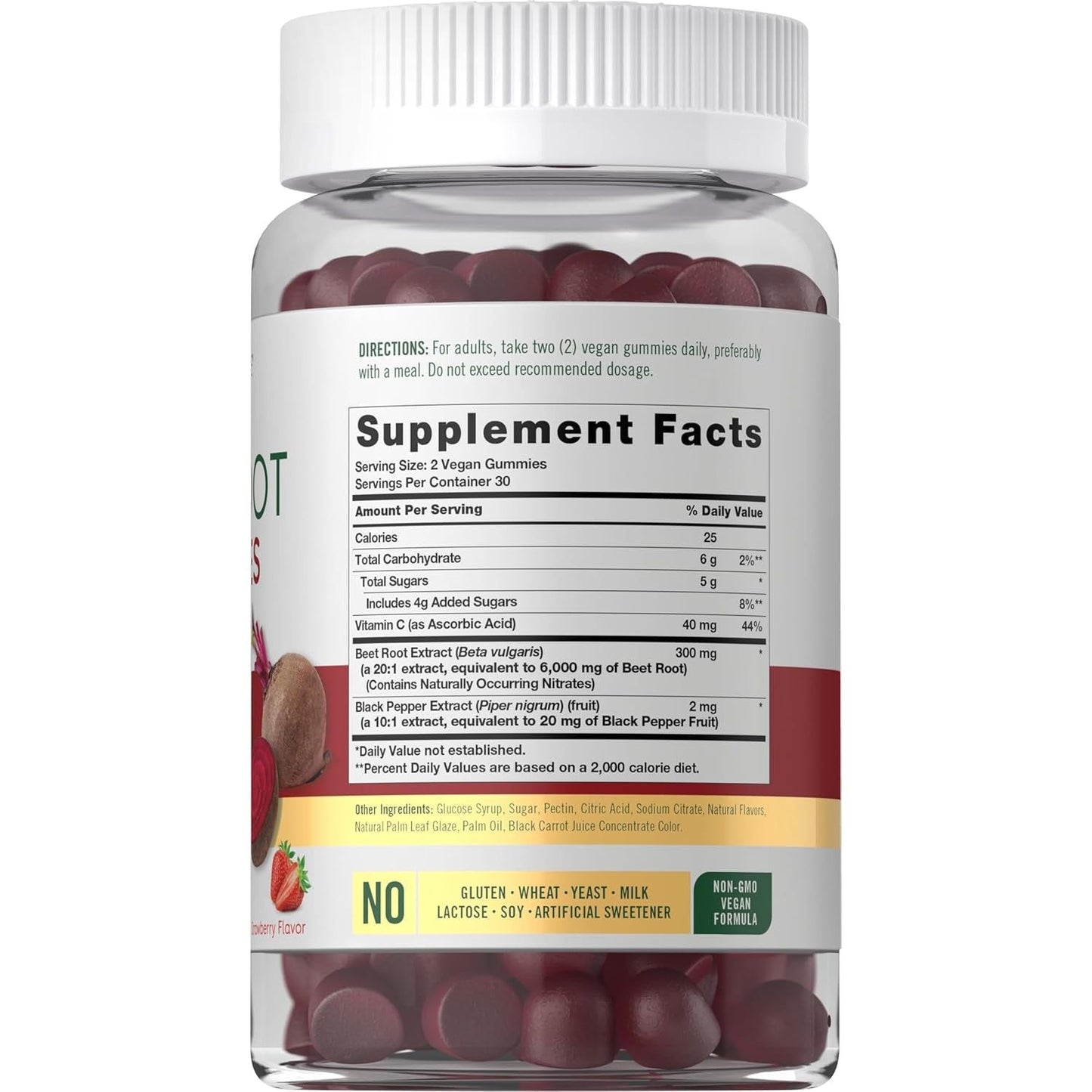 Carlyle Beet Root Gummies | 60 Count | Vegan Strawberry Flavored Chewable Supplement | Non-Gmo, Gluten Free