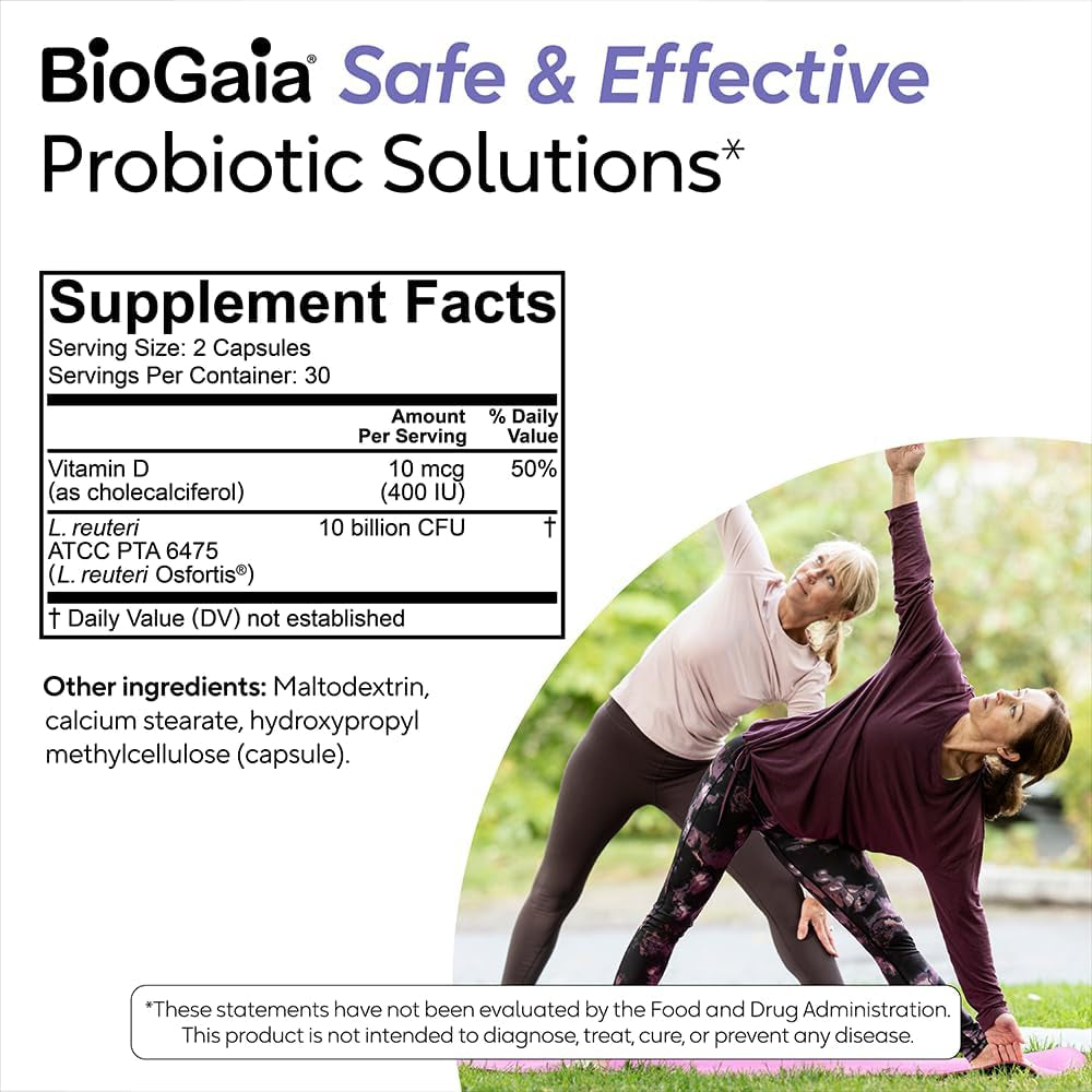 Biogaia Osfortis, Women’S Probiotic for Strong Bones, Immune Balance & GI Wellness, Contains L. Reuteri 6475, 60 Capsules