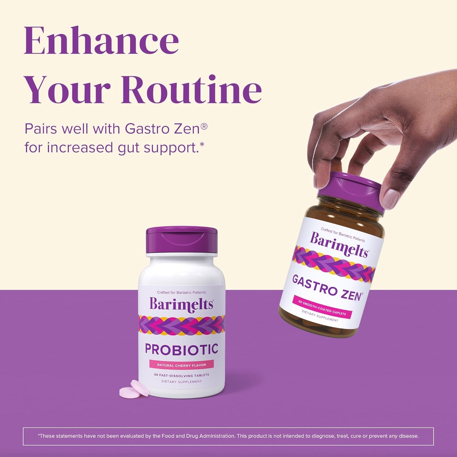 Barimelts Probiotic, 5 Billion CFU - Support Gut Health after Bariatric Surgery, Natural Cherry Flavor​ (For Women) 60 Tablets