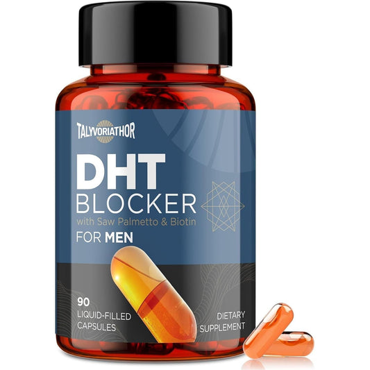 DHT Blocker for Men with Saw Palmetto & Biotin, Hair Growth Formula in Liquid-Filled Capsules, 90 Capsules