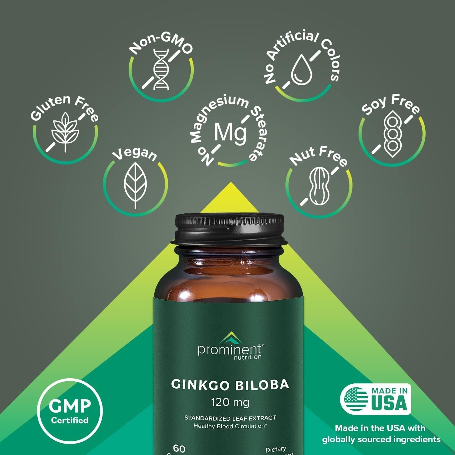 Prominent Nutrition Ginkgo Biloba 120Mg to Help Support Memory & Focus 60 Day Supply