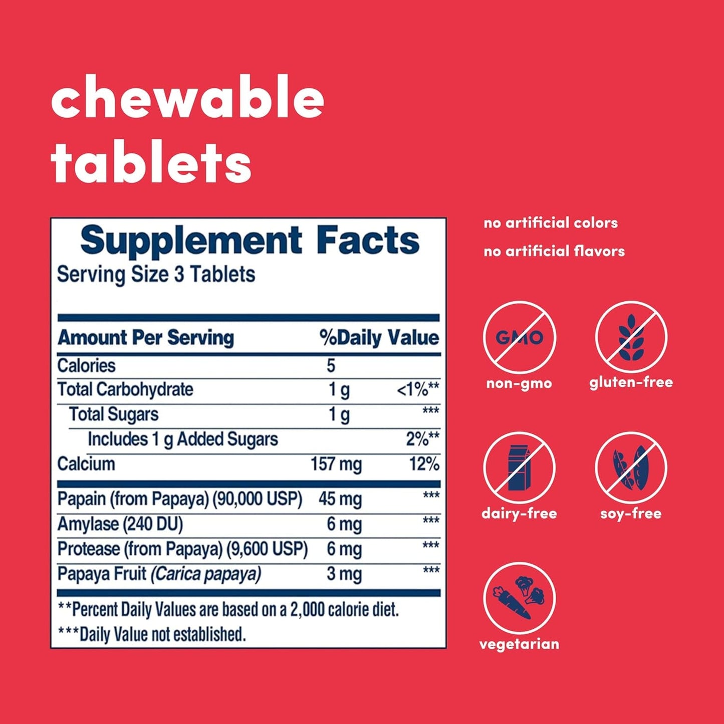 American Health Original Papaya Digestive Enzyme Chewable Tablets - (600 Count/200 Servings)