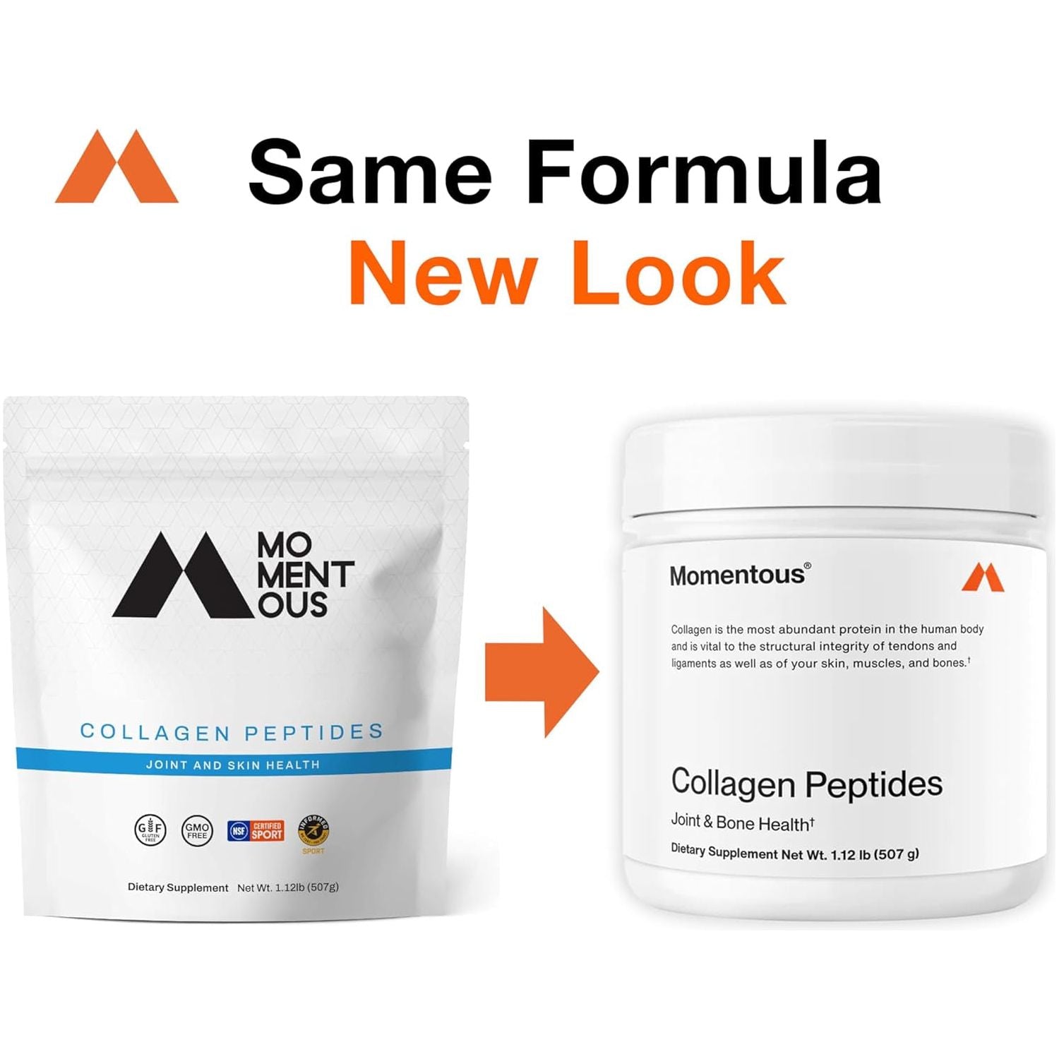 Momentous Grass Fed Collagen Peptides Powder for Hair, Skin, Nails & Joint Health Support