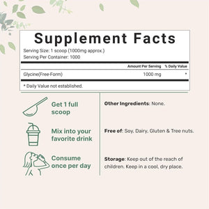 Micro Ingredients Glycine Powder, 1KG (2.2 Pounds)