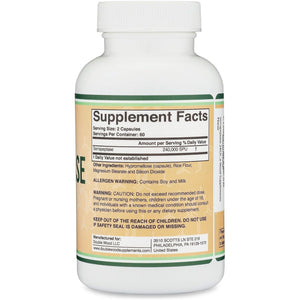 Serrapeptase 240,000 SPU Max Potency Proteolytic Enzyme for Sinus, Respiratory and Joint Health by Double Wood (120Capsules)