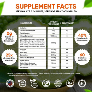2900Mg Citrus Bergamot Blend 25:1 Extract Gummies for Immune System Support & Healthy Aging 60 Ct