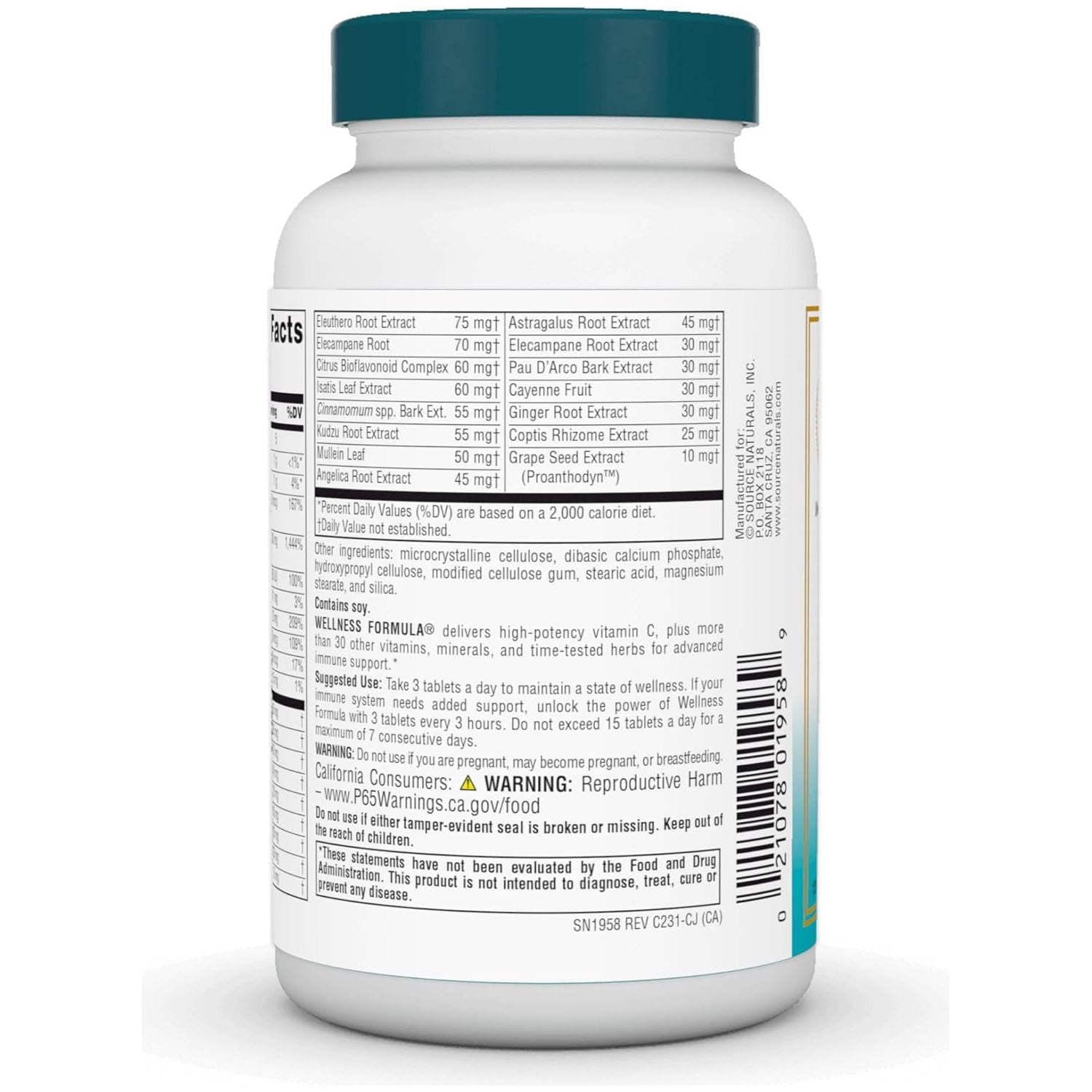 Source Naturals Wellness Formula Bio-Aligned Vitamins & Herbal Defense - Immune System Support Supplement & Immunity Booster* - 90 Tablets