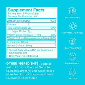 Neurogum Energy Caffeine Mints - Nootropic Energy & Focus Supplement (90 Pieces)