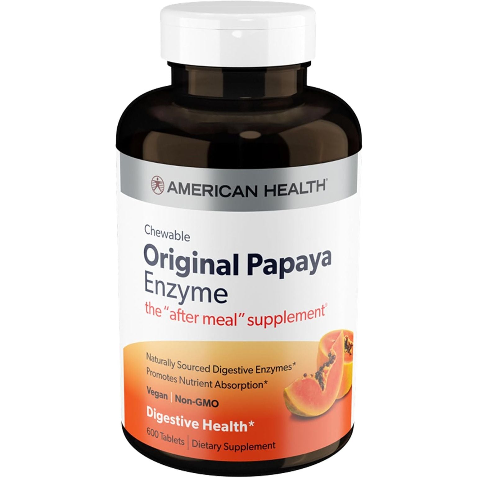 American Health Original Papaya Digestive Enzyme Chewable Tablets - (600 Count/200 Servings)