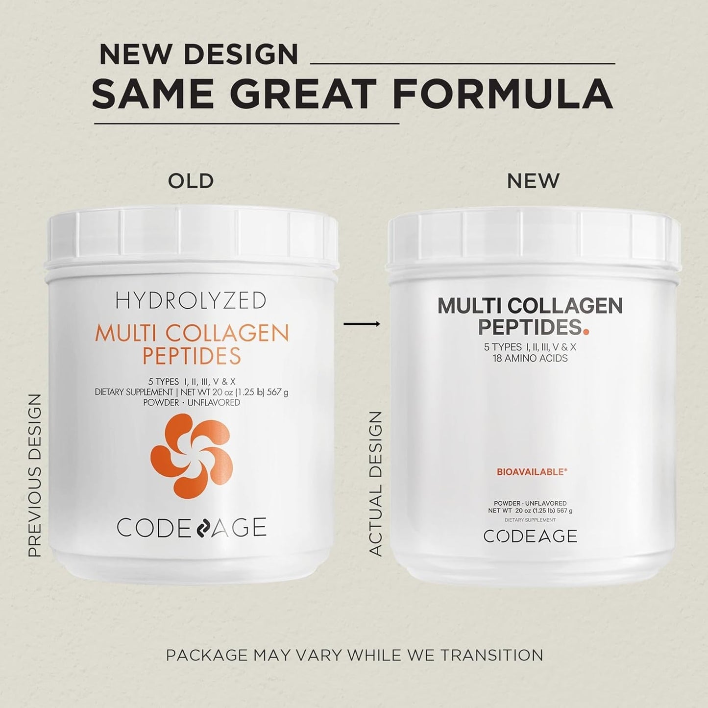 Codeage Multi Collagen Protein Powder Peptides, 2-Month Supply, Hydrolyzed, Type I, II, III, V, X - 20 Ounces