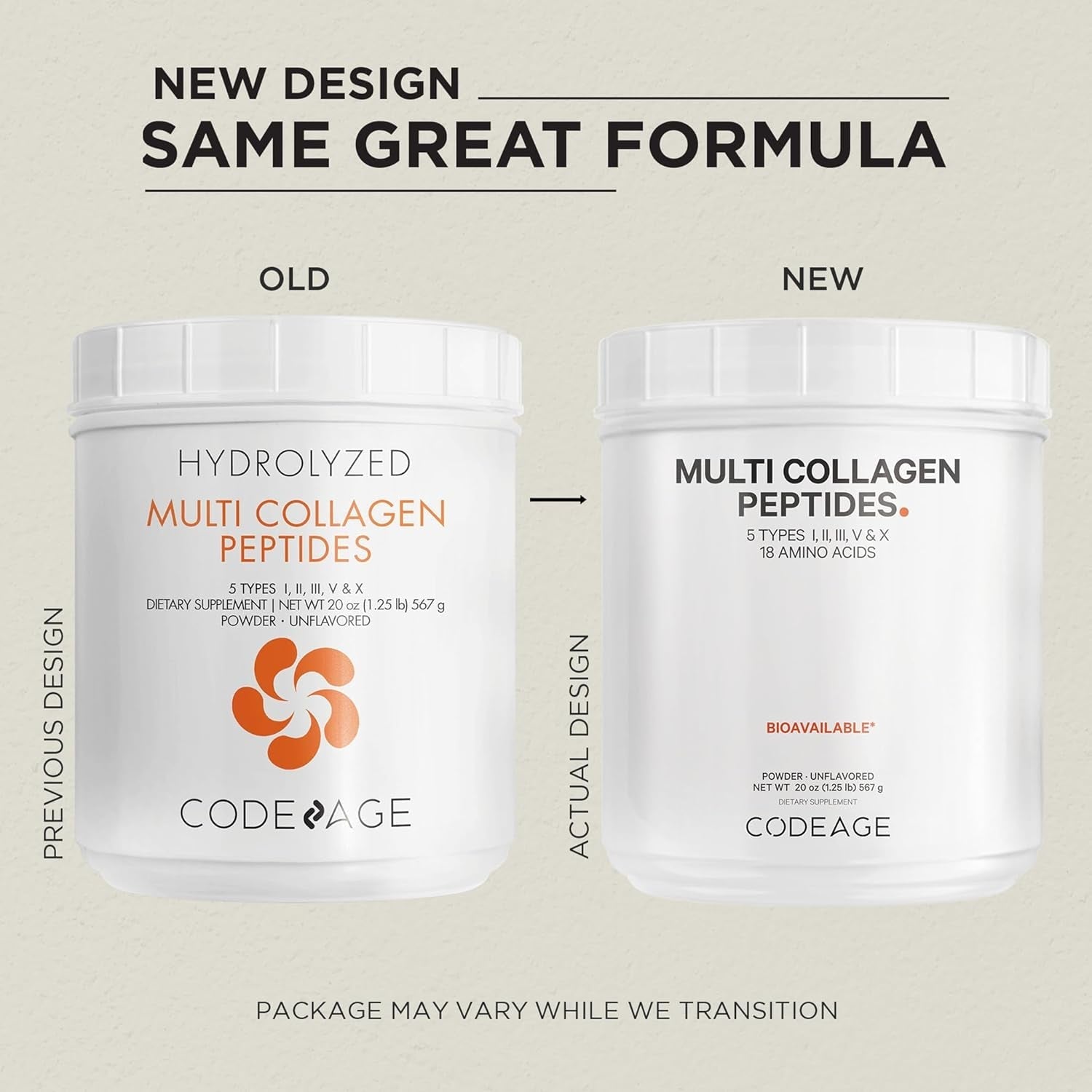 Codeage Multi Collagen Protein Powder Peptides, 2-Month Supply, Hydrolyzed, Type I, II, III, V, X - 20 Ounces